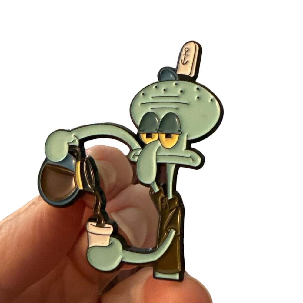 Squidward Tentacles Pouring Coffee SpongeBob SquarePants Enamel Pin